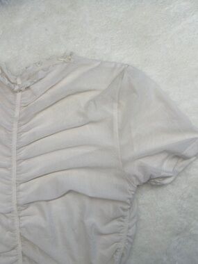 UNIQLO / Gu Sheer Mesh Ruched Short Sleeve Top S